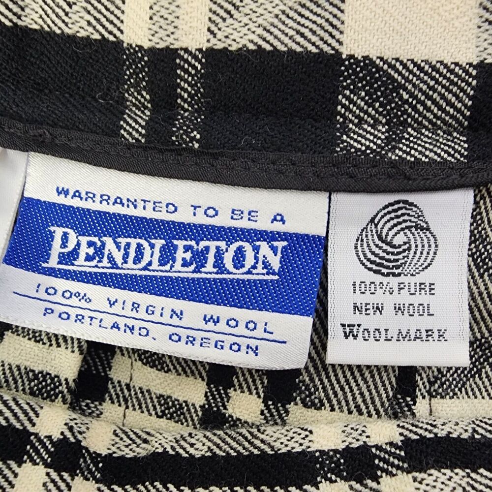Vintage Pendleton Womens Maxi Skirt Size 10 100% Virgin Wool Black Cream Plaid - Picture 8 of 9